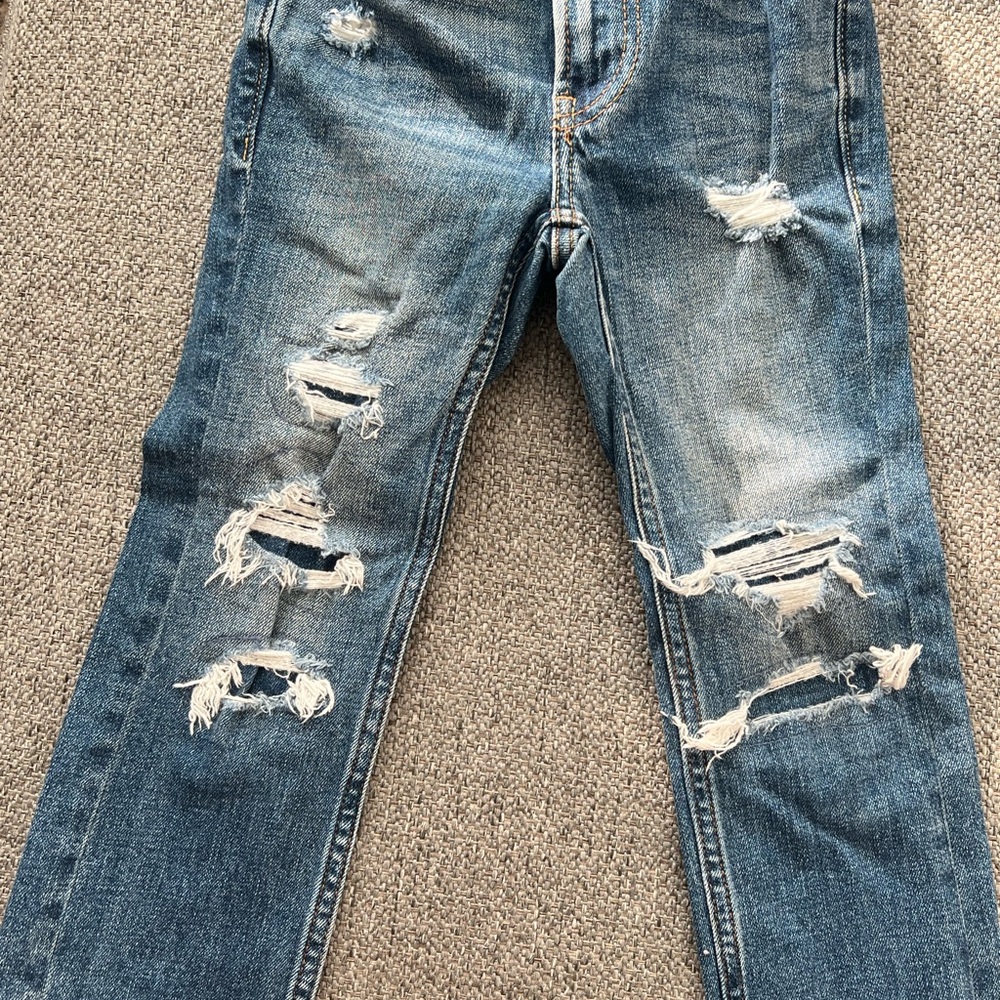 Abercrombie & Fitch Blue Straight Jeans with Distressed Details